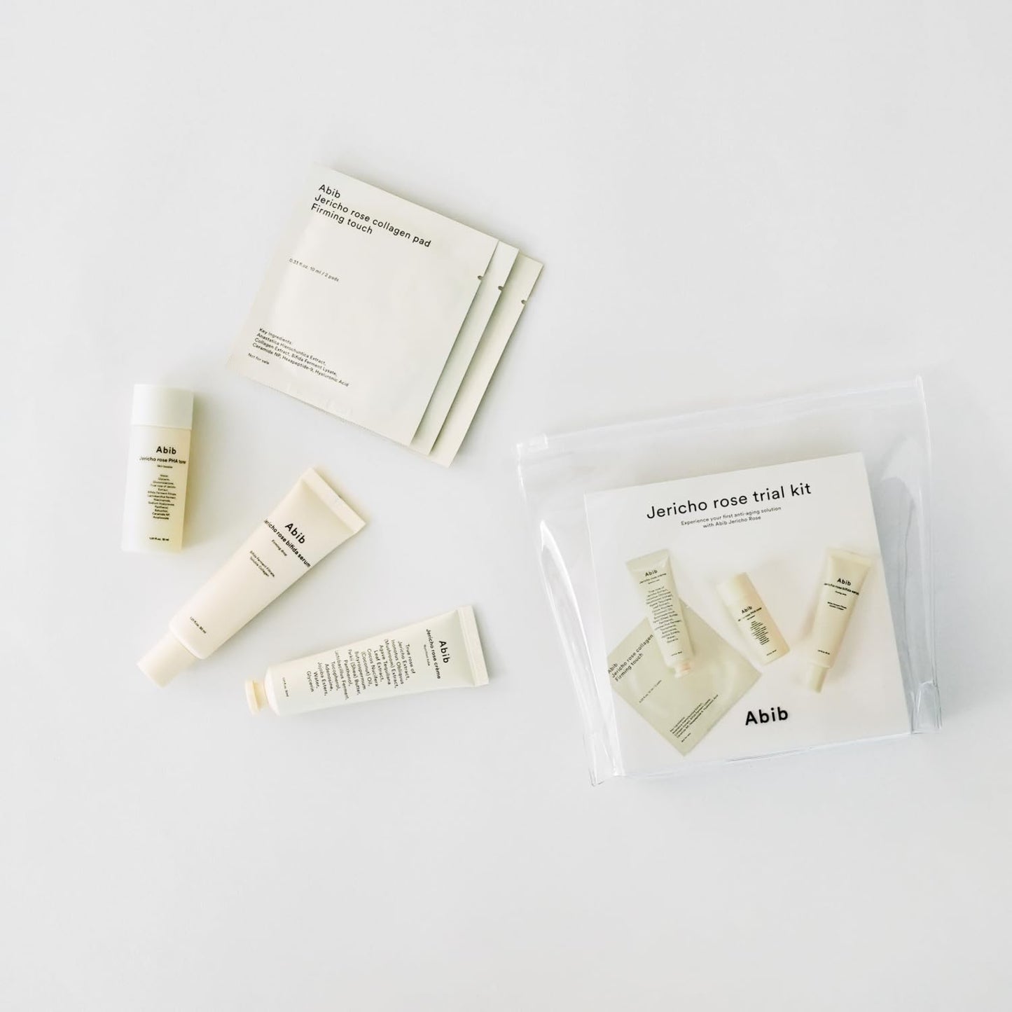 Abib Jericho Trial Kit, Travel Kit | Korean Skincare, Toner Pads, Cream, Serum, Travel Essentials, Gift Set, Beige