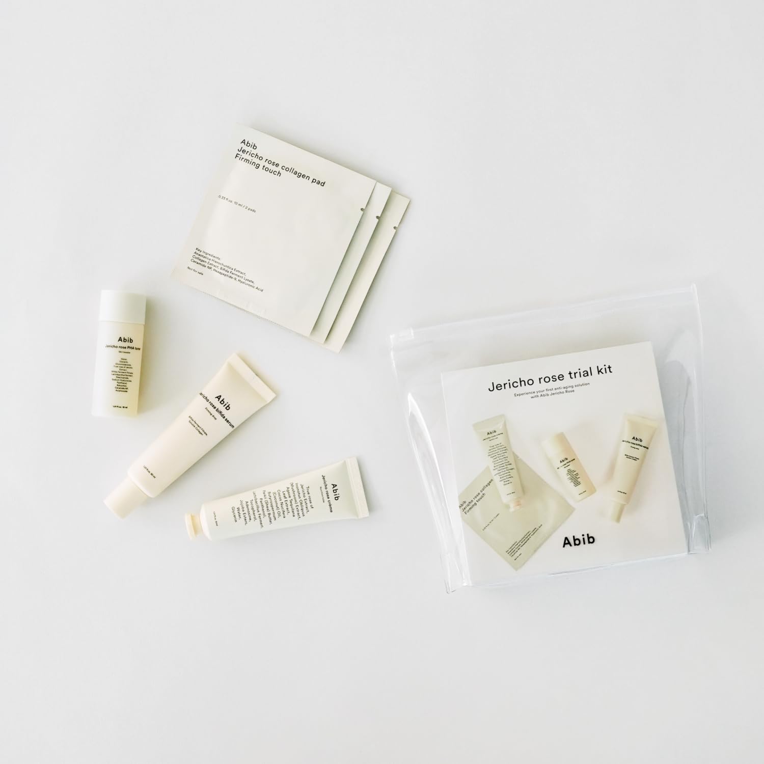 Abib Jericho Trial Kit, Travel Kit | Korean Skincare, Toner Pads, Cream, Serum, Travel Essentials, Gift Set, Beige