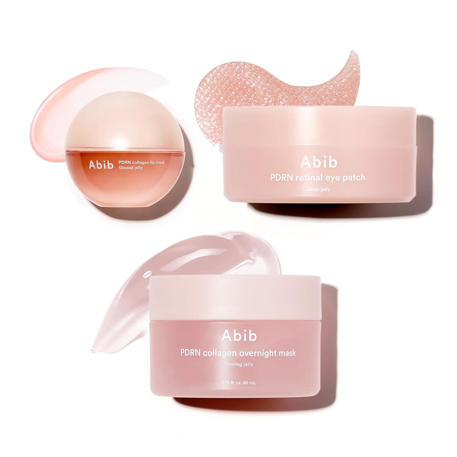 Abib PDRN Skincare Trio: Retinol Eye Patches + Collagen Lip Mask + Overnight Firming Jelly Mask, Korean Skincare Set for Glass Skin Routine