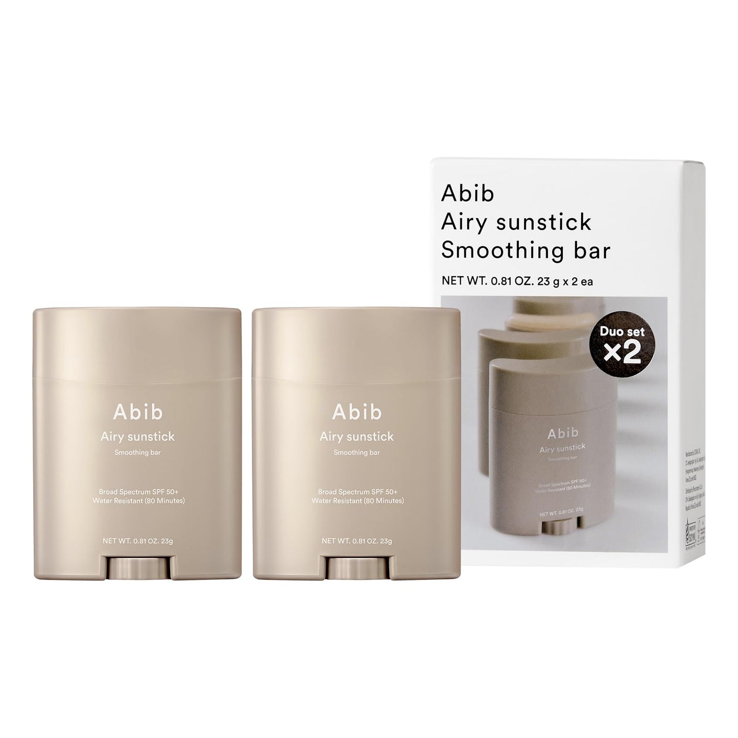 Abib Airy Sunstick Smoothing Bar Broad Spectrum SPF50+ 0.81 oz / 23 g (Semi- matte) | Korean Suncreen Stick Suncare Sunblock, No Whitecast, Protector Solar Barra, Water resistant