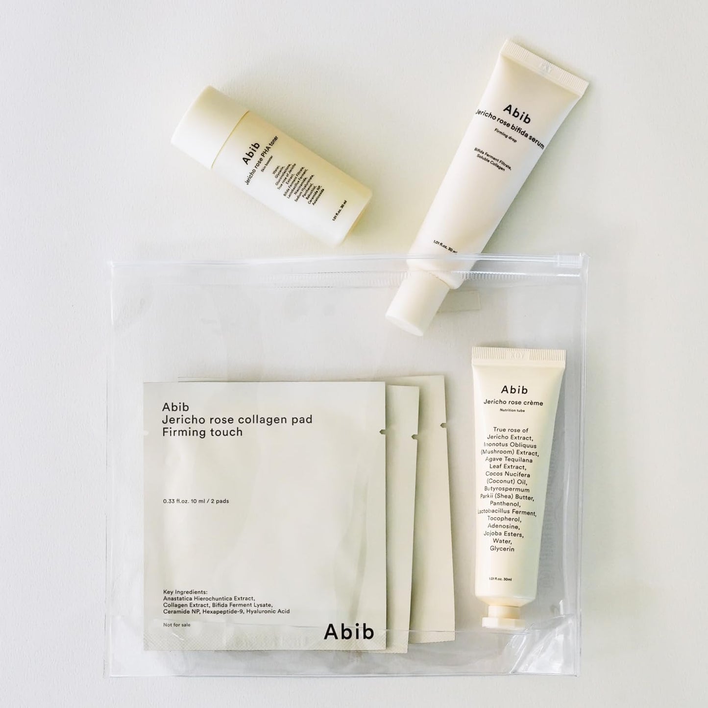 Abib Jericho Trial Kit, Travel Kit | Korean Skincare, Toner Pads, Cream, Serum, Travel Essentials, Gift Set, Beige