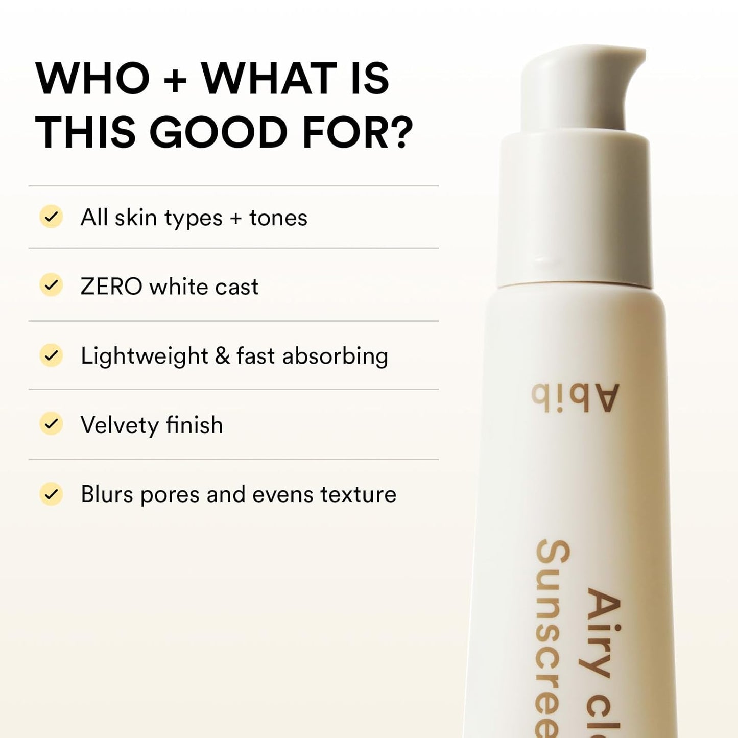 Abib Airy Clear Sunscreen Gel Smoothing Tube Broad Spectrum SPF 30 1.01 fl oz / 30ml | Korean Suncreen Suncare Sunblock No White cast Reef Safe Primer poreless hyaluronic acid squalane vitamin E