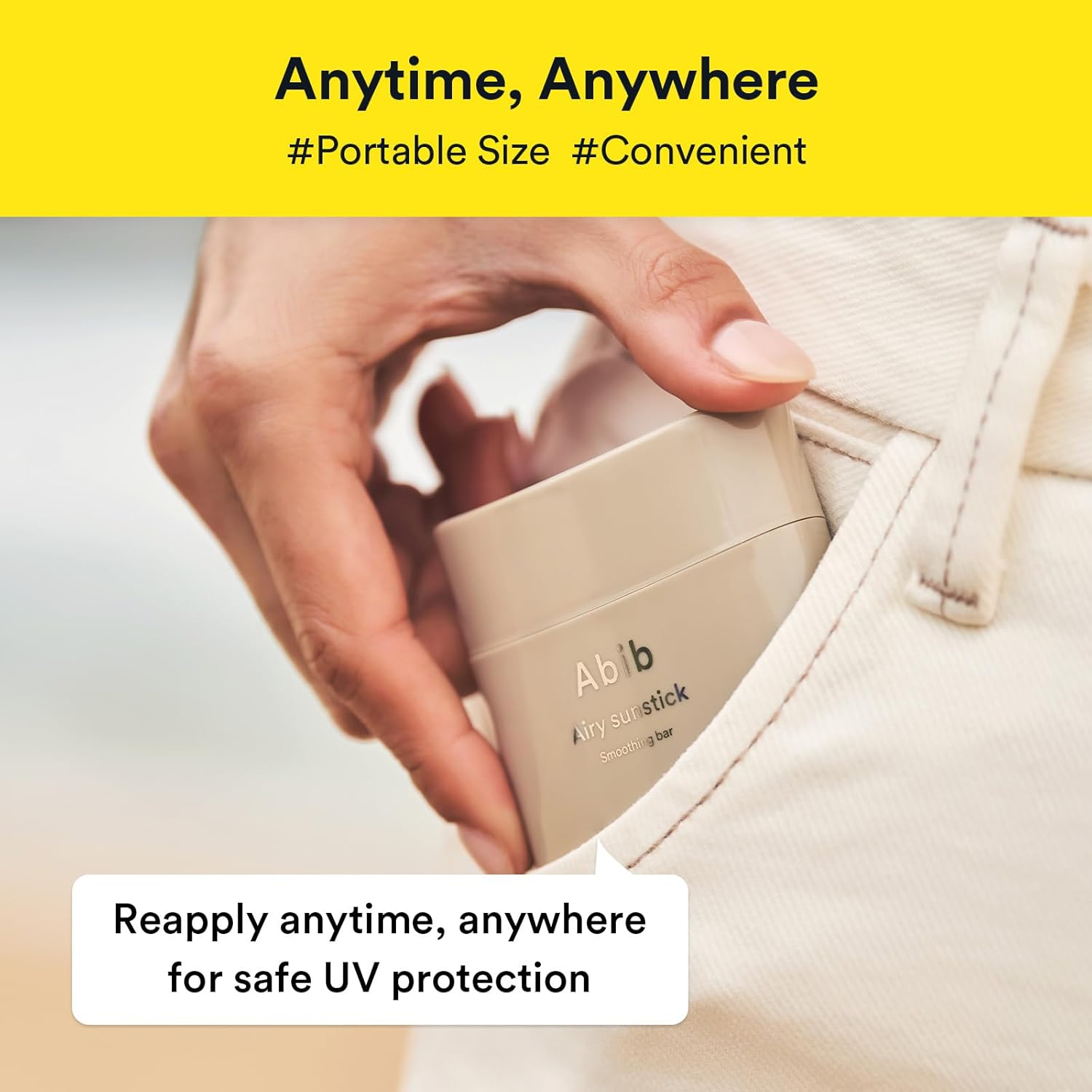 Abib Airy Sunstick Smoothing Bar Broad Spectrum SPF50+ 0.81 oz / 23 g (Semi- matte) | Korean Suncreen Stick Suncare Sunblock, No Whitecast, Protector Solar Barra, Water resistant