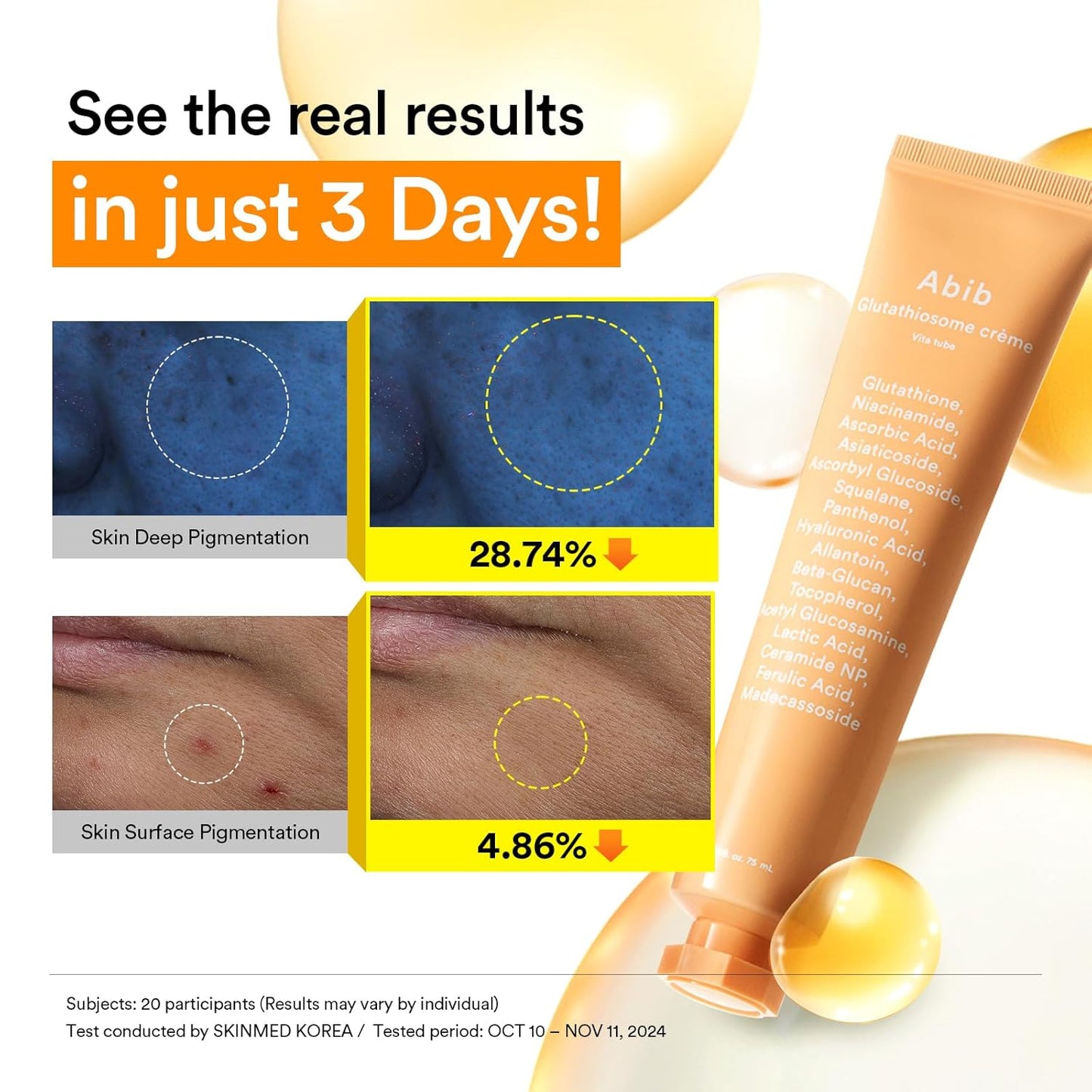 Abib Glutathiosome Cream Vita Tube Facial Moisturizer 2.53 fl oz